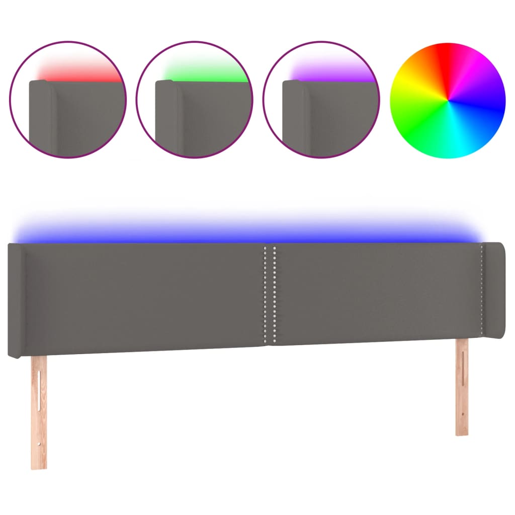 LED uzglavlje sivo 183x16x78/88 cm umjetna koža
