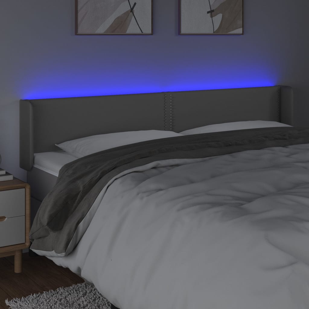 LED uzglavlje sivo 203x16x78/88 cm od umjetne kože