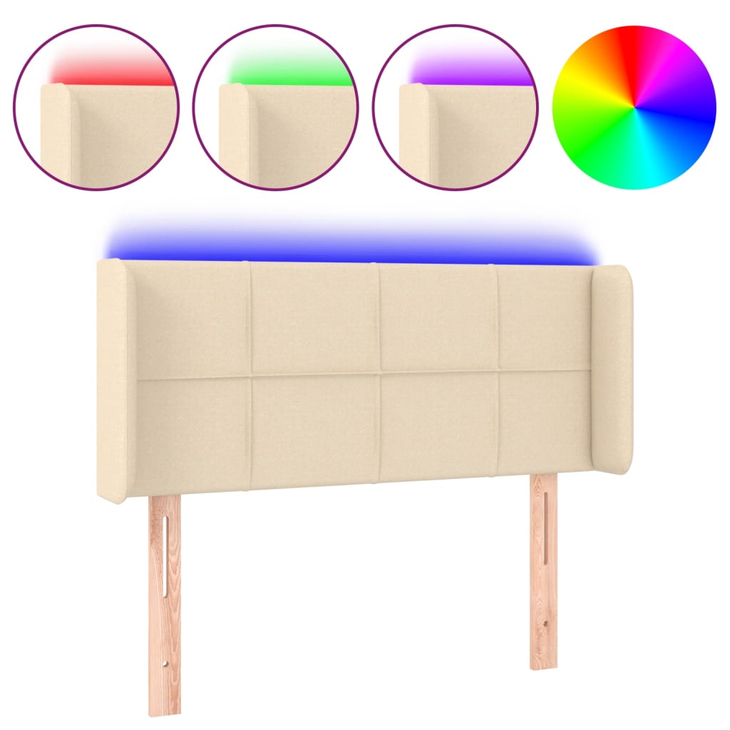 LED uzglavlje krem 83x16x78/88 cm od tkanine