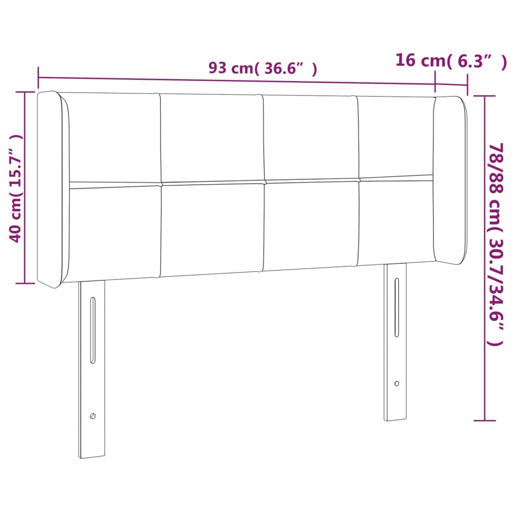 LED uzglavlje tamnosiv 93x16x78/88 cm od tkanine