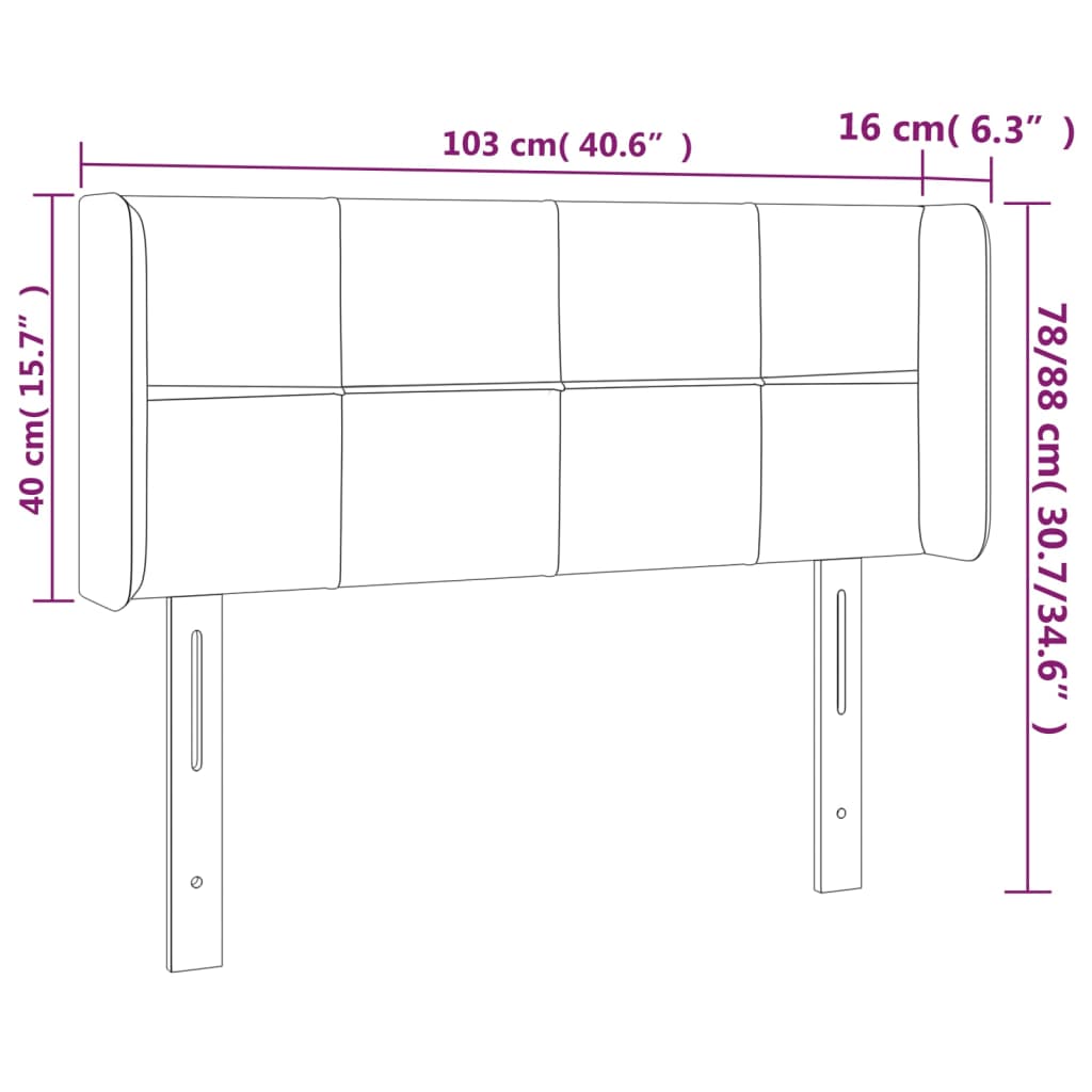 LED uzglavlje crno 103x16x78/88 cm od tkanine