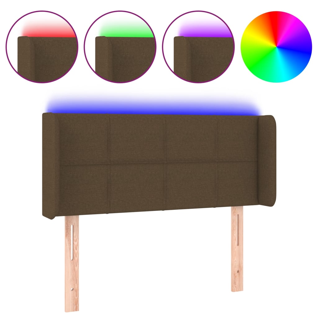 LED Uzglavlje tamnosmeđe 103x16x78/88 cm od tkanine