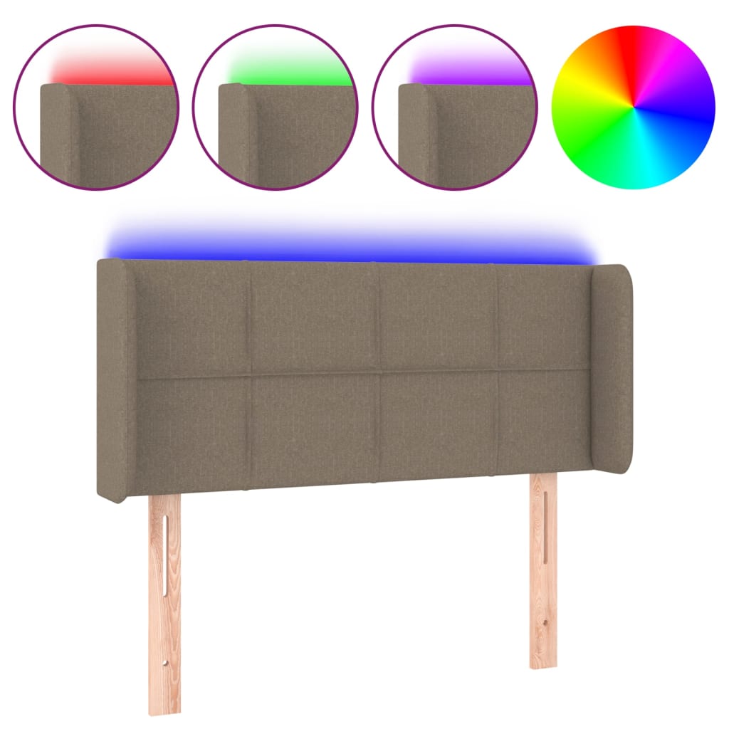 LED uzglavlje smeđesivo 103x16x78/88 cm od tkanine