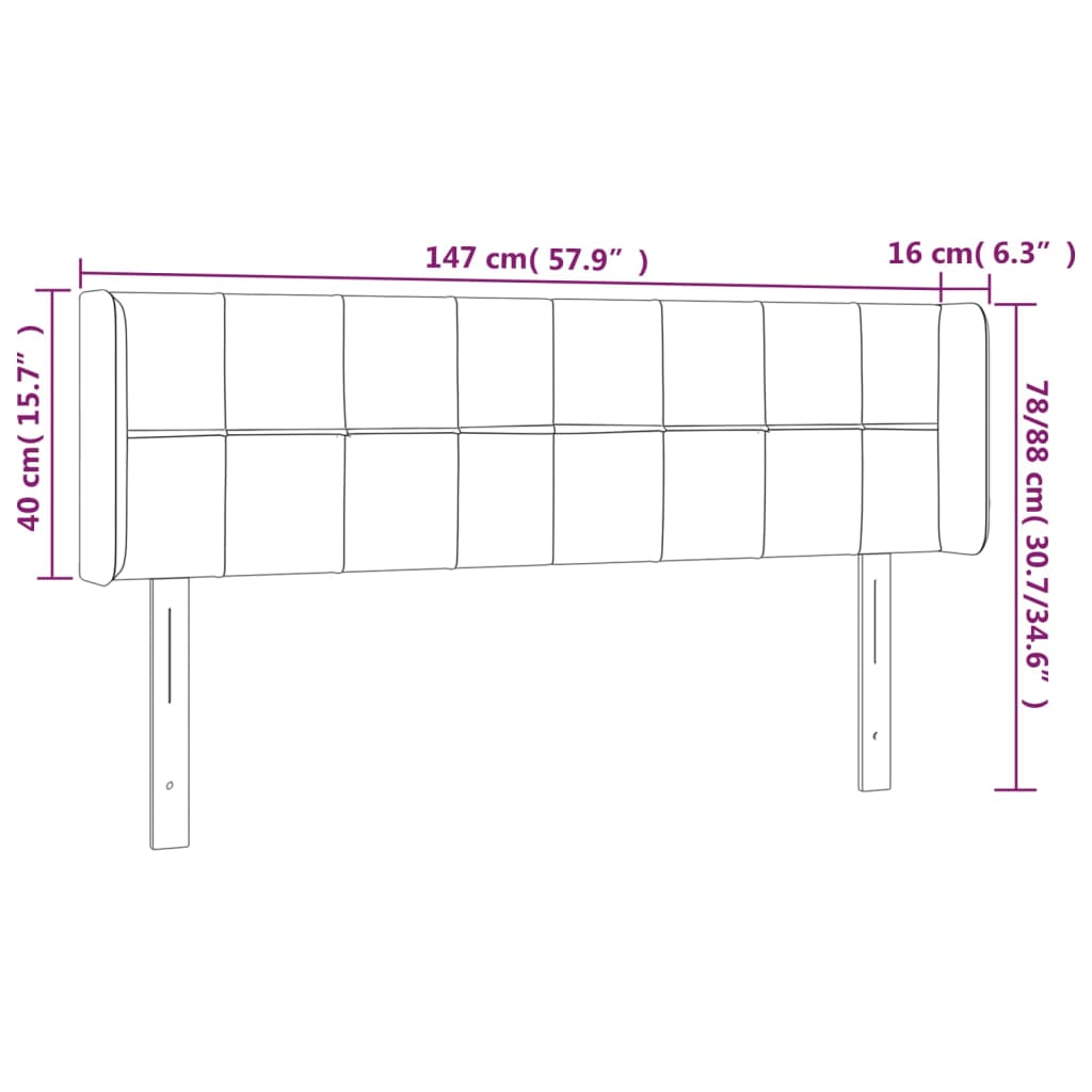 LED uzglavlje tamnosmeđe 147x16x78/88 cm od tkanine