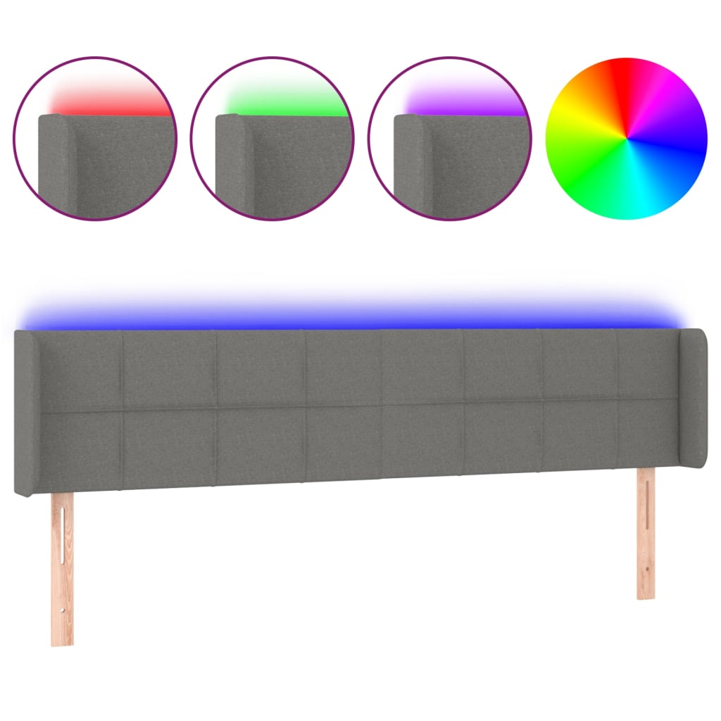 LED uzglavlje tamnosivo 163x16x78/88 cm od tkanine