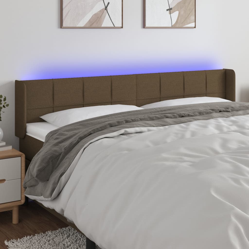 LED Uzglavlje tamnosmeđe 163x16x78/88 cm od tkanine