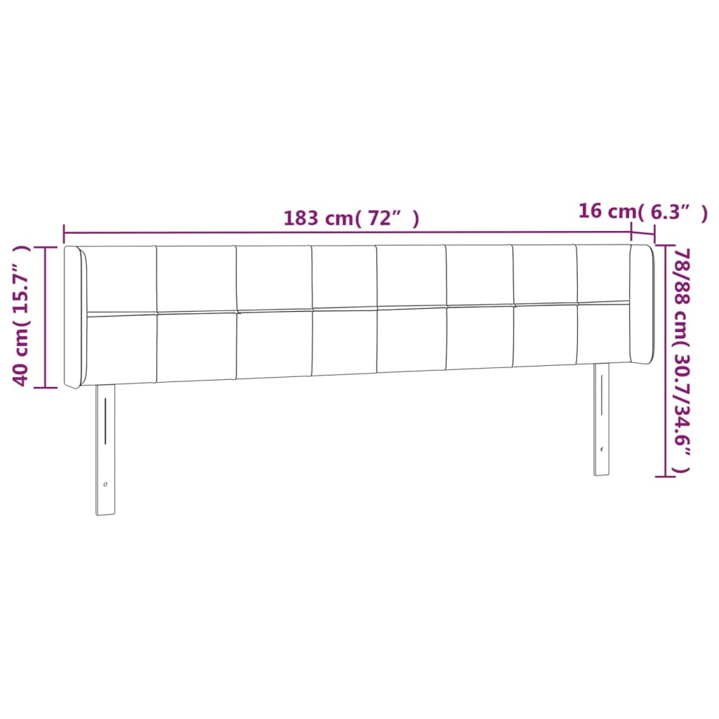 LED uzglavlje tamnosmeđe 183x16x78/88 cm od tkanine