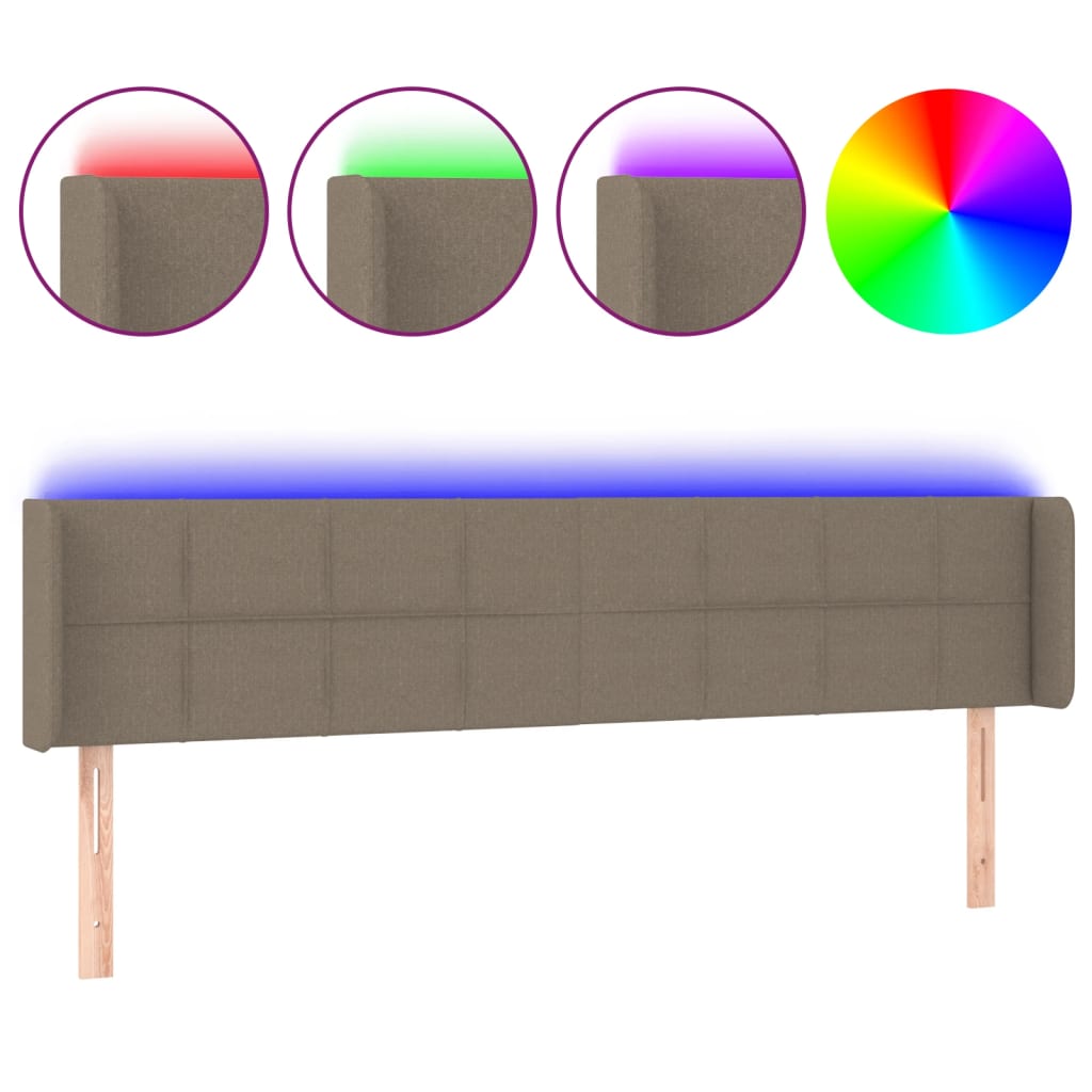 LED uzglavlje smeđesivo 183x16x78/88 cm od tkanine