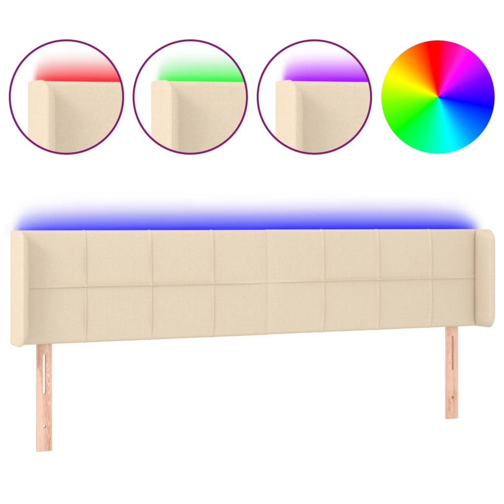 LED uzglavlje krem 183x16x78/88 cm od tkanine