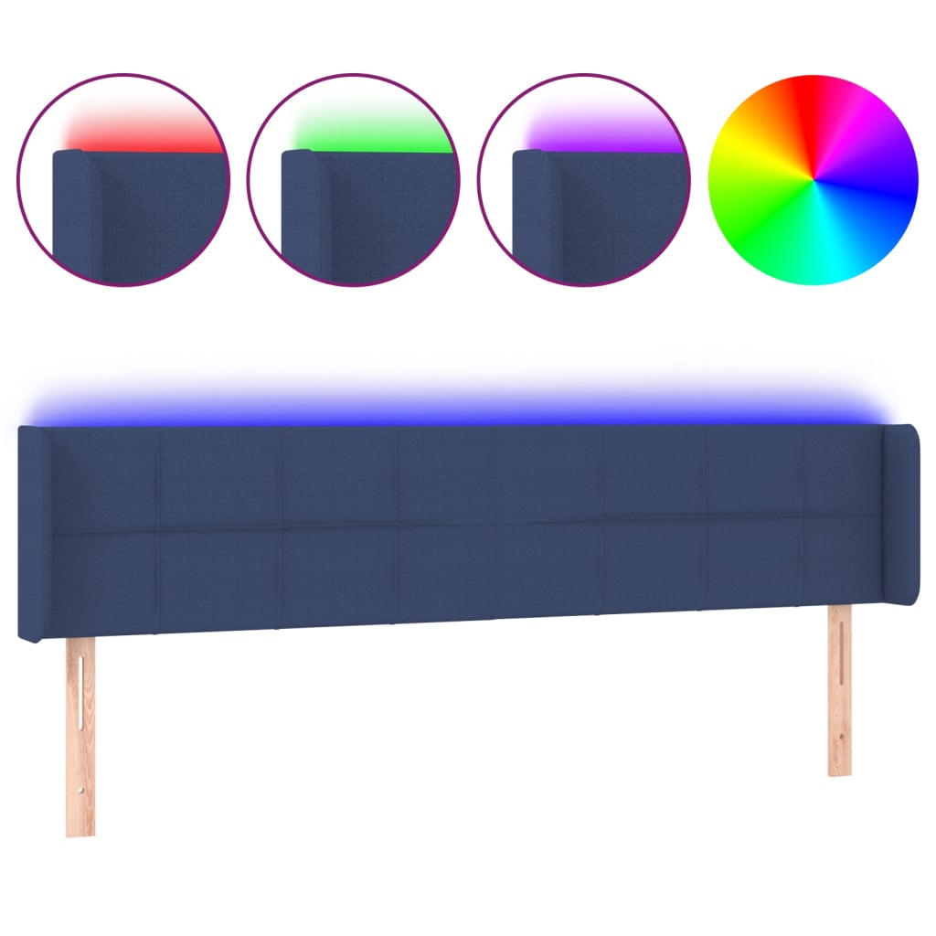 LED uzglavlje plavo 203x16x78/88 cm od tkanine
