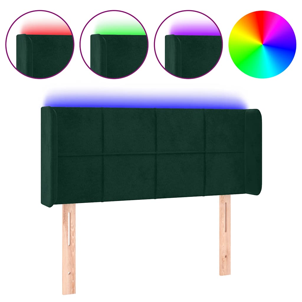 LED uzglavlje tamnozeleno 83x16x78/88 cm baršunasto