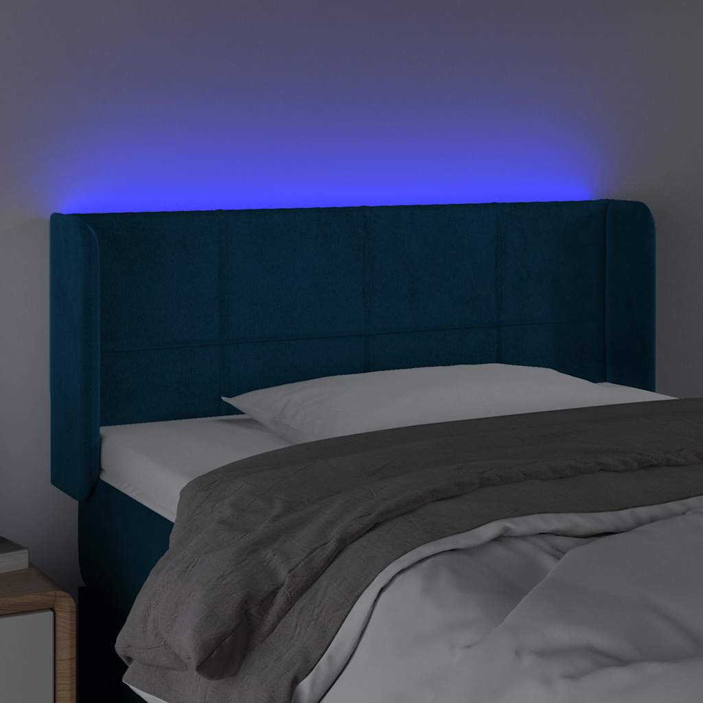 LED uzglavlje tamnoplavo 83x16x78/88 cm baršunasto