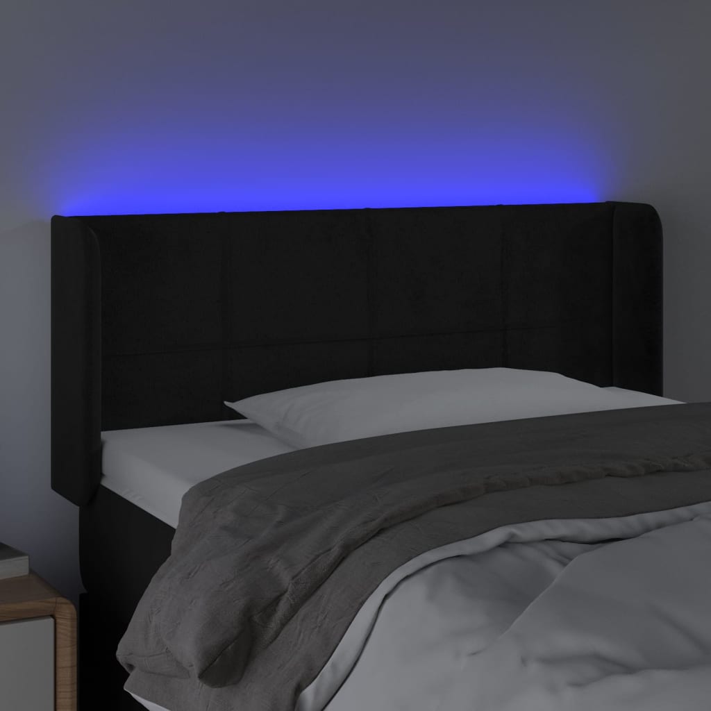 LED uzglavlje crno 93x16x78/88 cm baršunasto