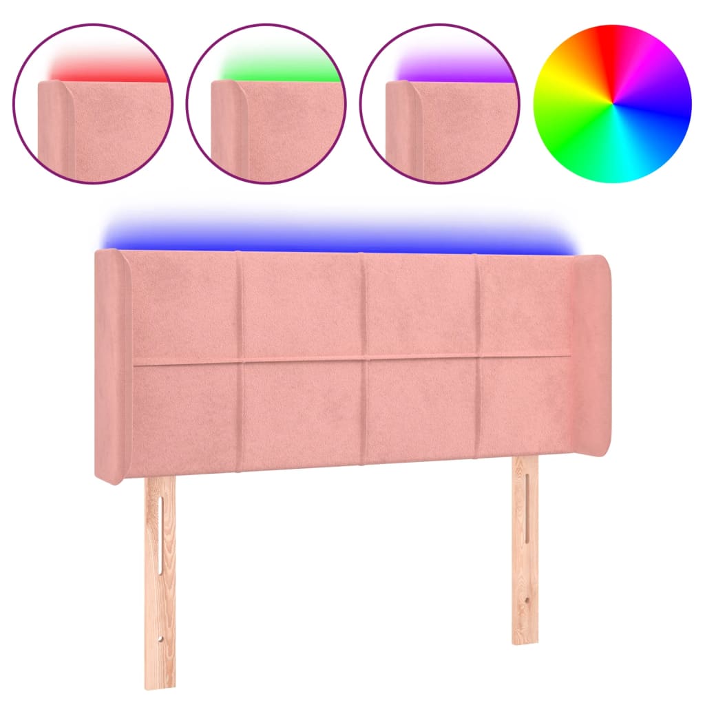 LED uzglavlje ružičasto 93x16x78/88 cm baršunasto