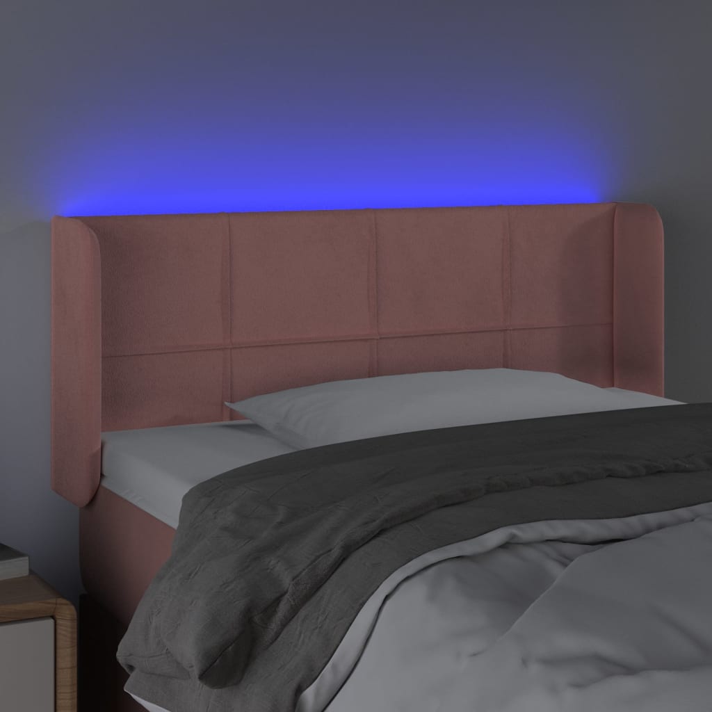 LED uzglavlje ružičasto 93x16x78/88 cm baršunasto
