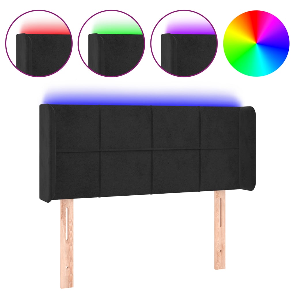 LED uzglavlje crno 103x16x78/88 cm baršunasto