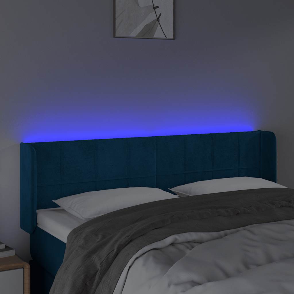 LED uzglavlje tamnoplavo 147x16x78/88 cm baršunasto