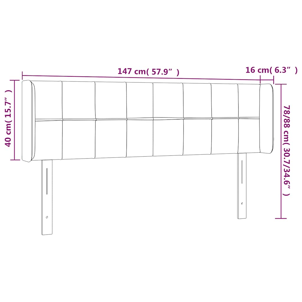 LED uzglavlje tamnoplavo 147x16x78/88 cm baršunasto
