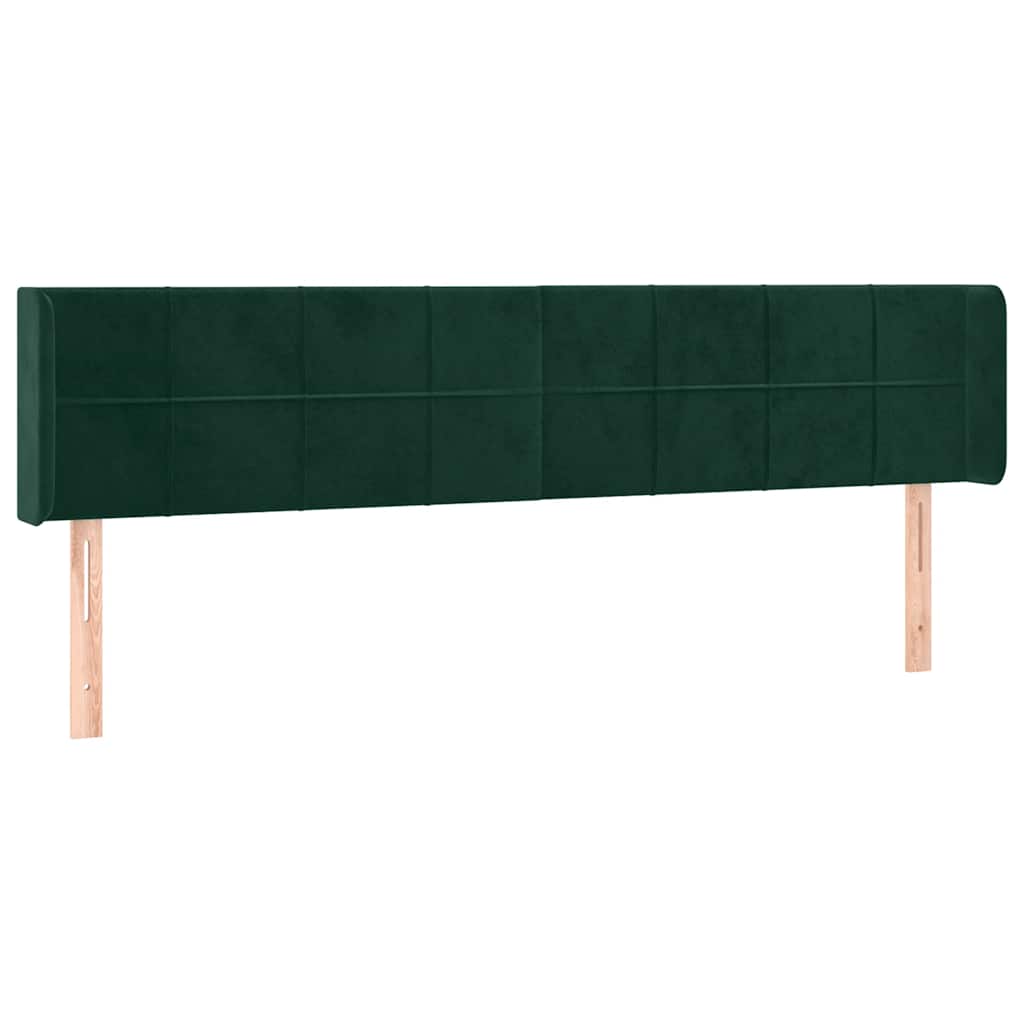 LED uzglavlje tamnozeleno 183x16x78/88 cm baršunasto