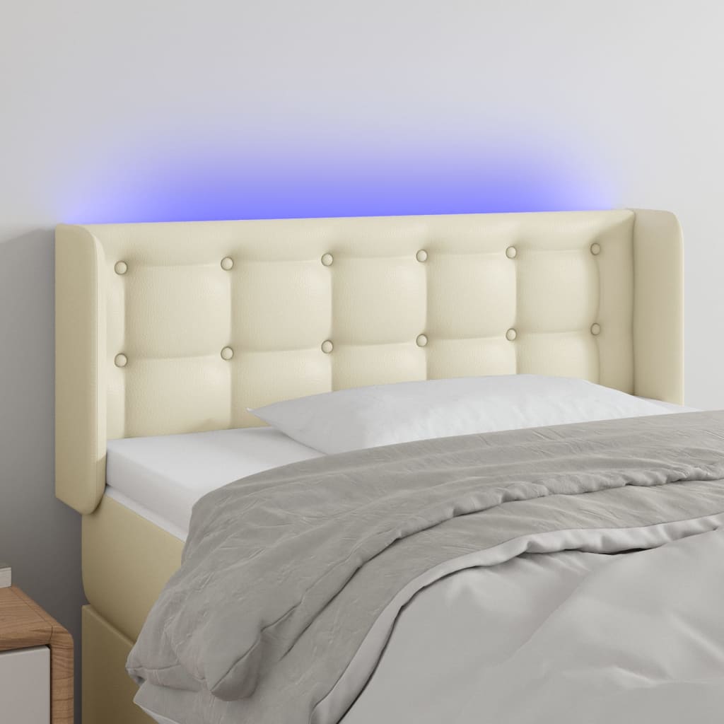 LED uzglavlje krem 83x16x78/88 cm od umjetne kože