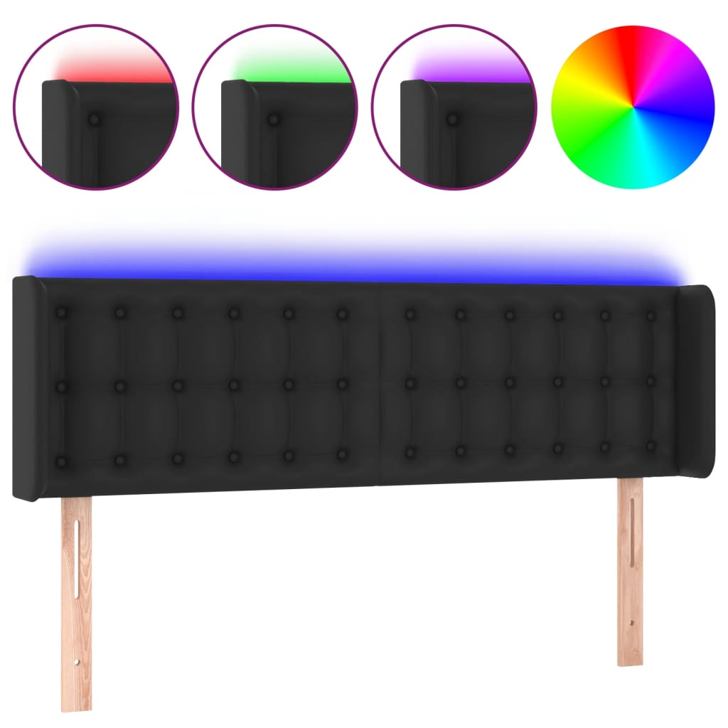 LED uzglavlje crno 147x16x78/88 cm od umjetne kože