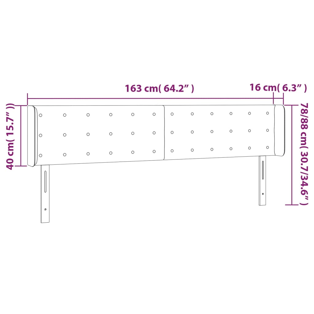 LED uzglavlje crno 163x16x78/88 cm od umjetne kože