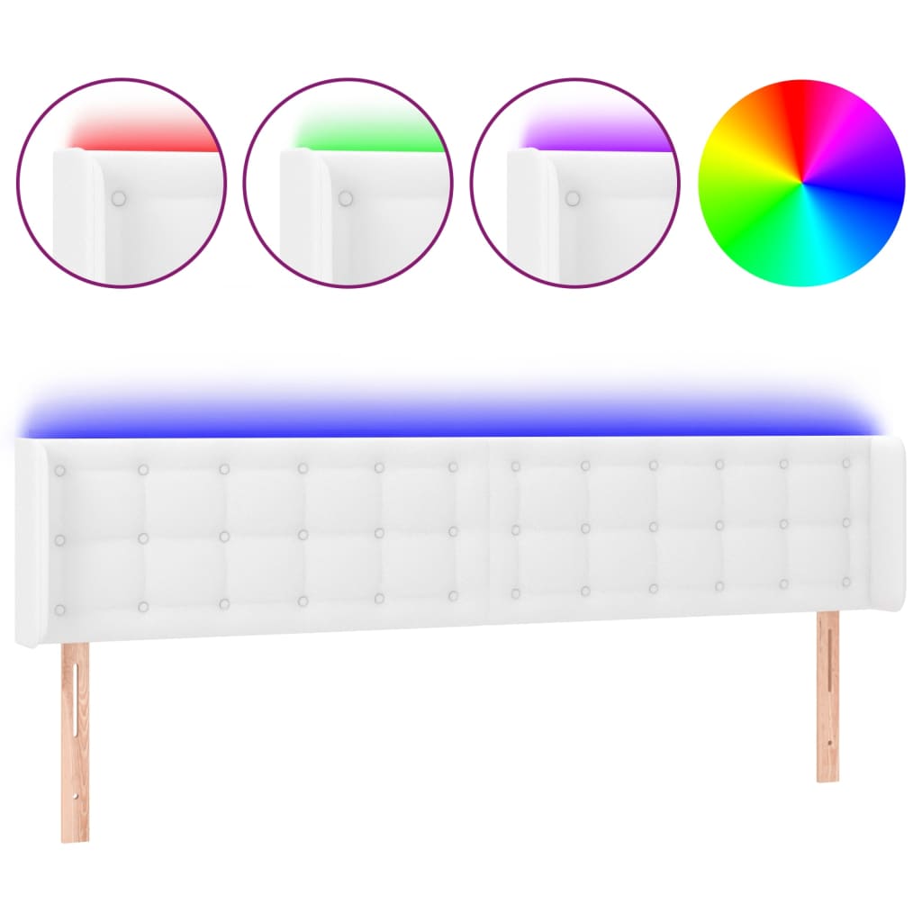 LED uzglavlje bijelo 163x16x78/88 cm od umjetne kože