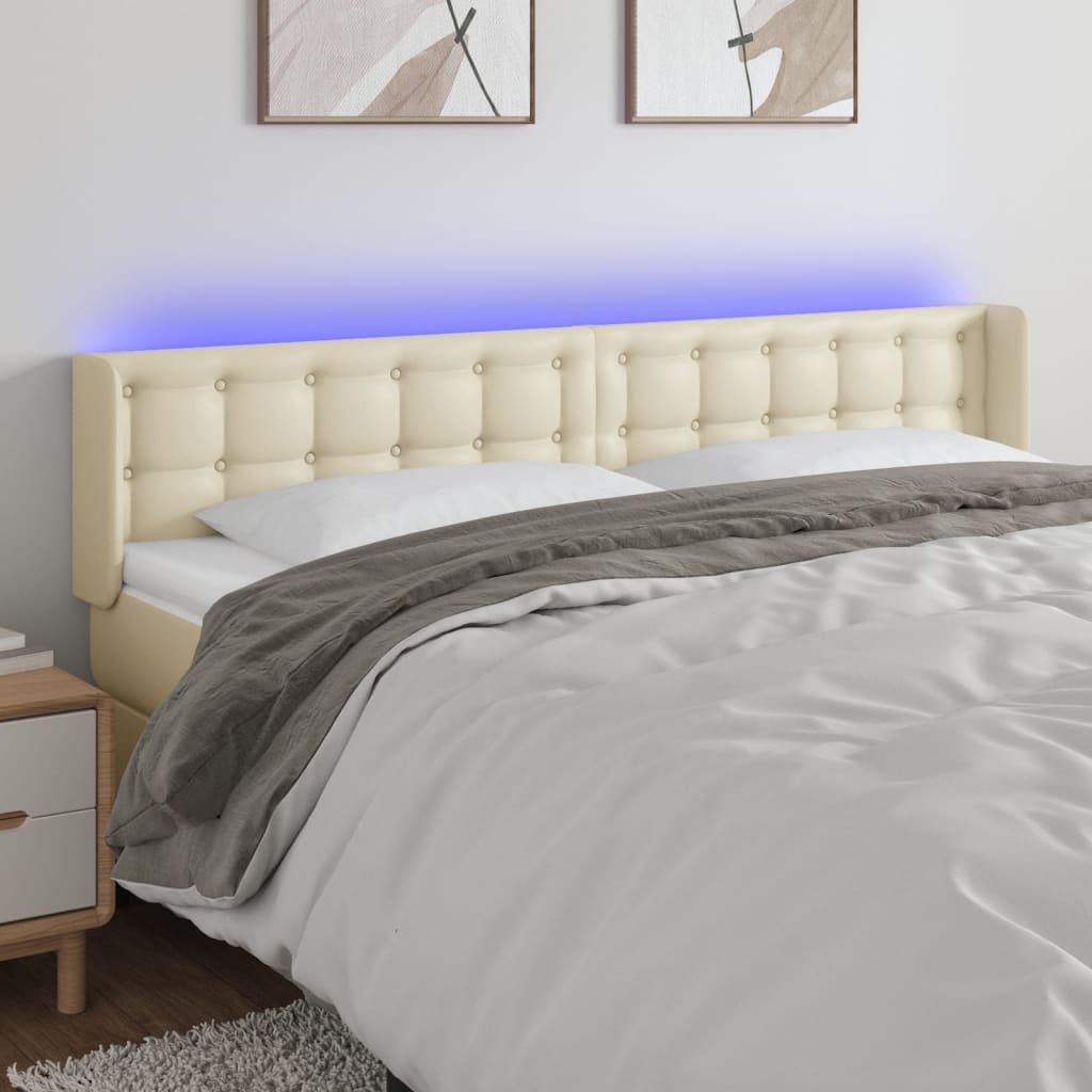 LED uzglavlje krem 163x16x78/88 cm od umjetne kože