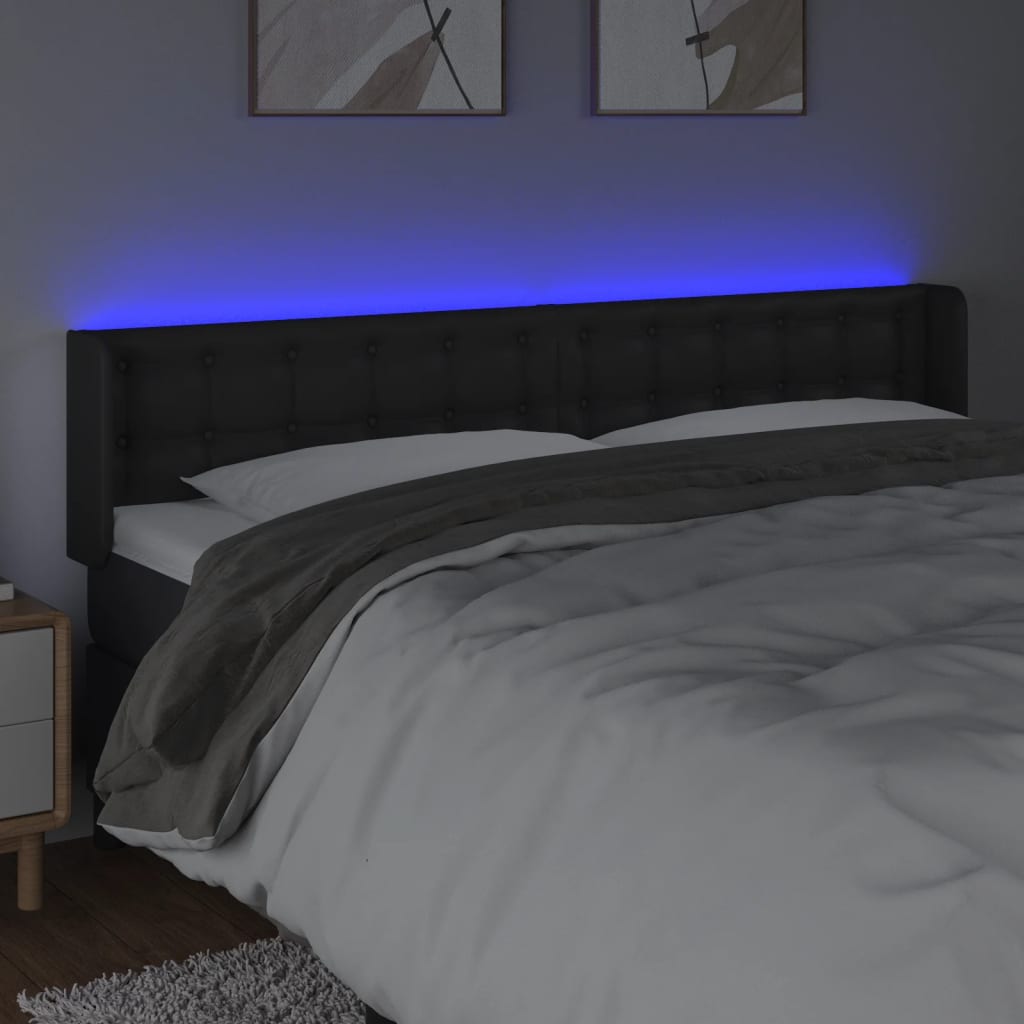 LED uzglavlje crno 183x16x78/88 cm od umjetne kože
