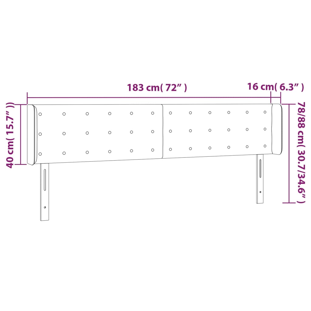 LED uzglavlje bijelo 183x16x78/88 cm od umjetne kože