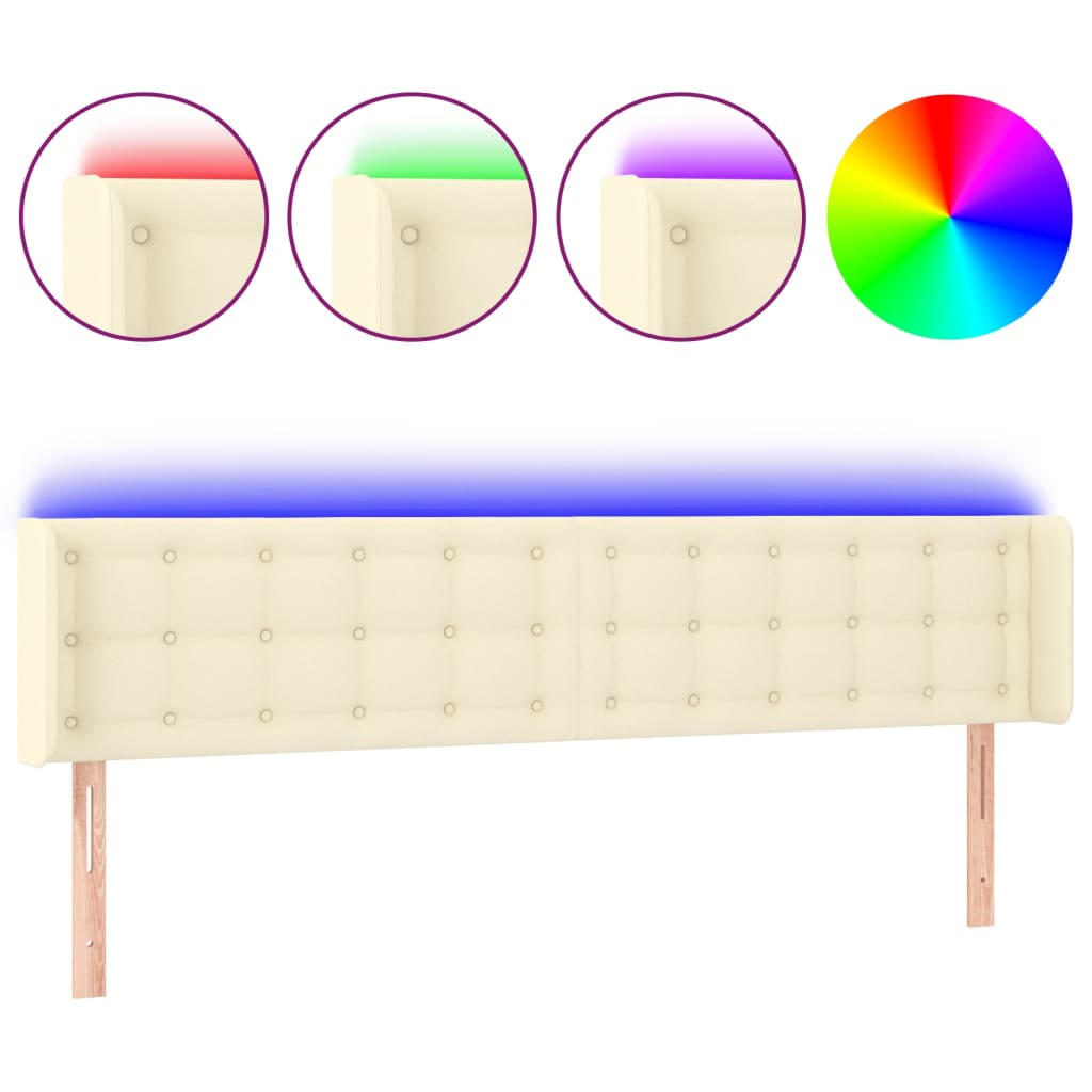 LED uzglavlje krem 203x16x78/88 cm od umjetne kože