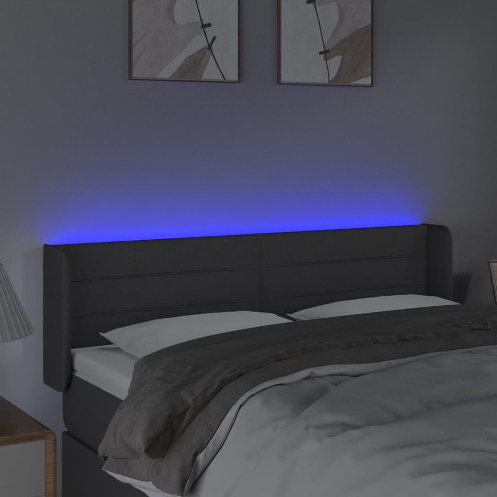 LED uzglavlje tamnosivo 147x16x78/88 cm od tkanine