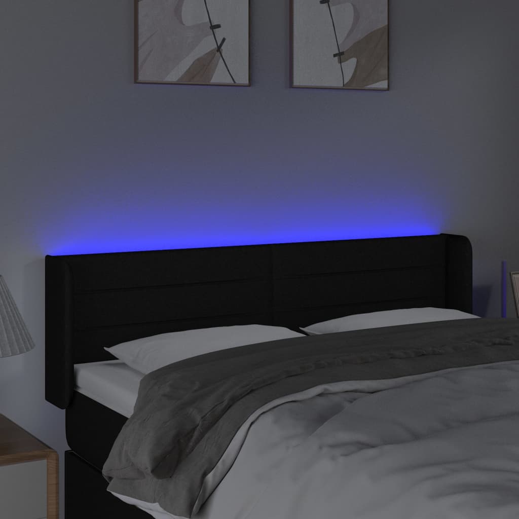 LED uzglavlje crno 147x16x78/88 cm od tkanine
