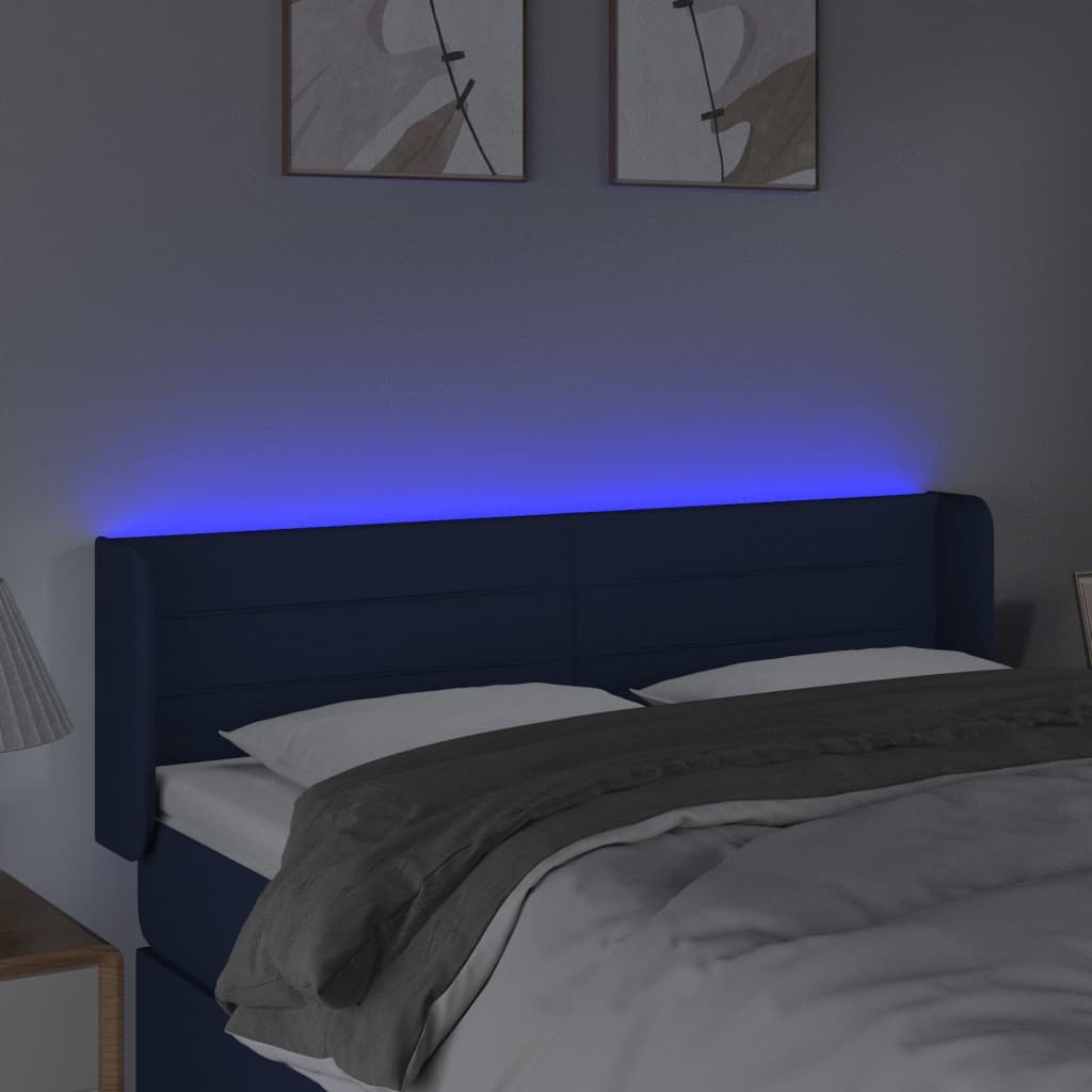 LED uzglavlje plavo 147x16x78/88 cm od tkanine