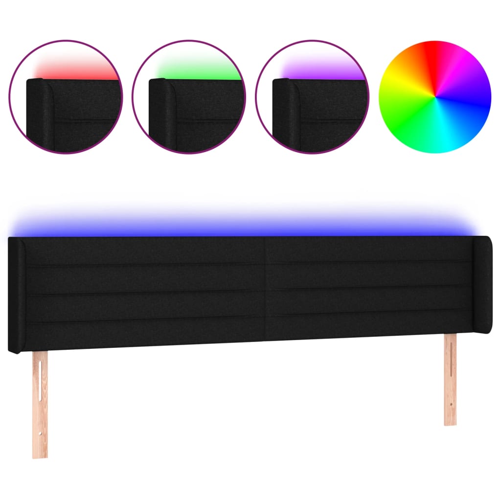 LED uzglavlje crno 163x16x78/88 cm od tkanine