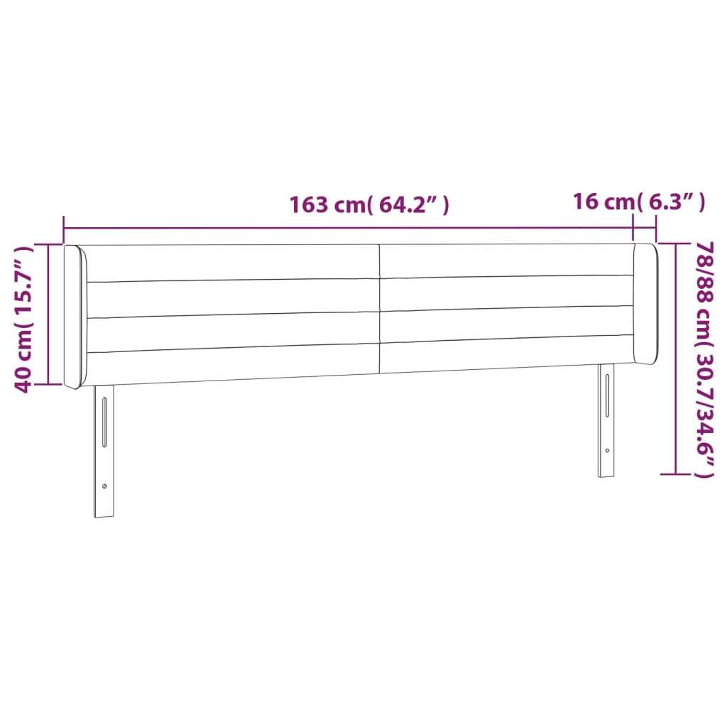 LED uzglavlje krem 163x16x78/88 cm od tkanine