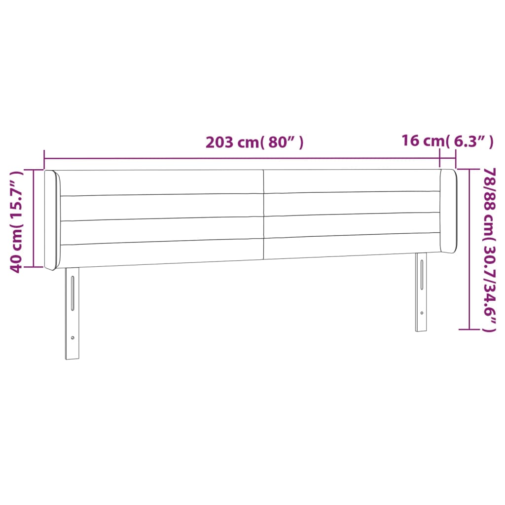 LED uzglavlje svjetlosivo 203x16x78/88 cm od tkanine