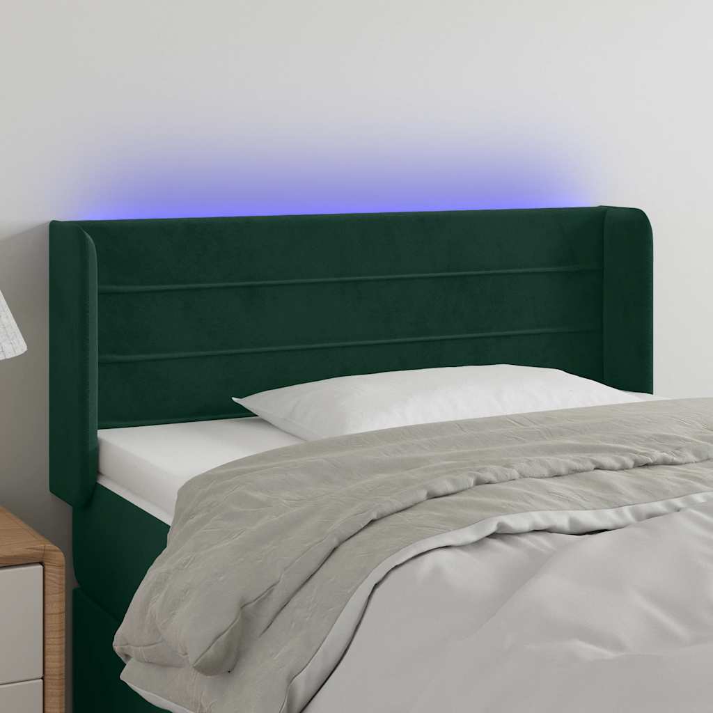 LED uzglavlje tamnozeleno 83x16x78/88 cm baršunasto