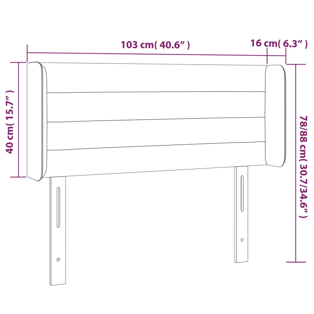 LED uzglavlje tamnosivo 103x16x78/88 cm baršunasto