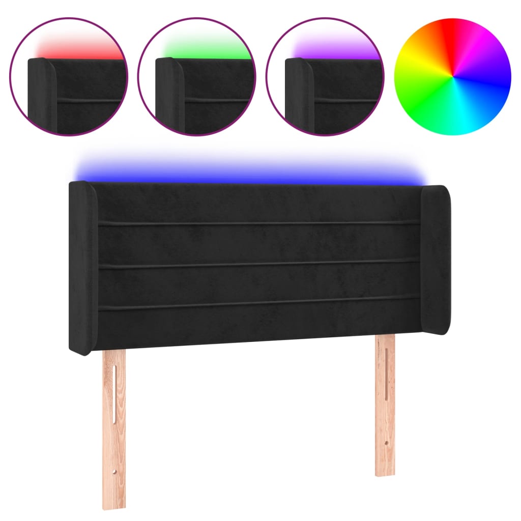 LED uzglavlje crno 103x16x78/88 cm baršunasto