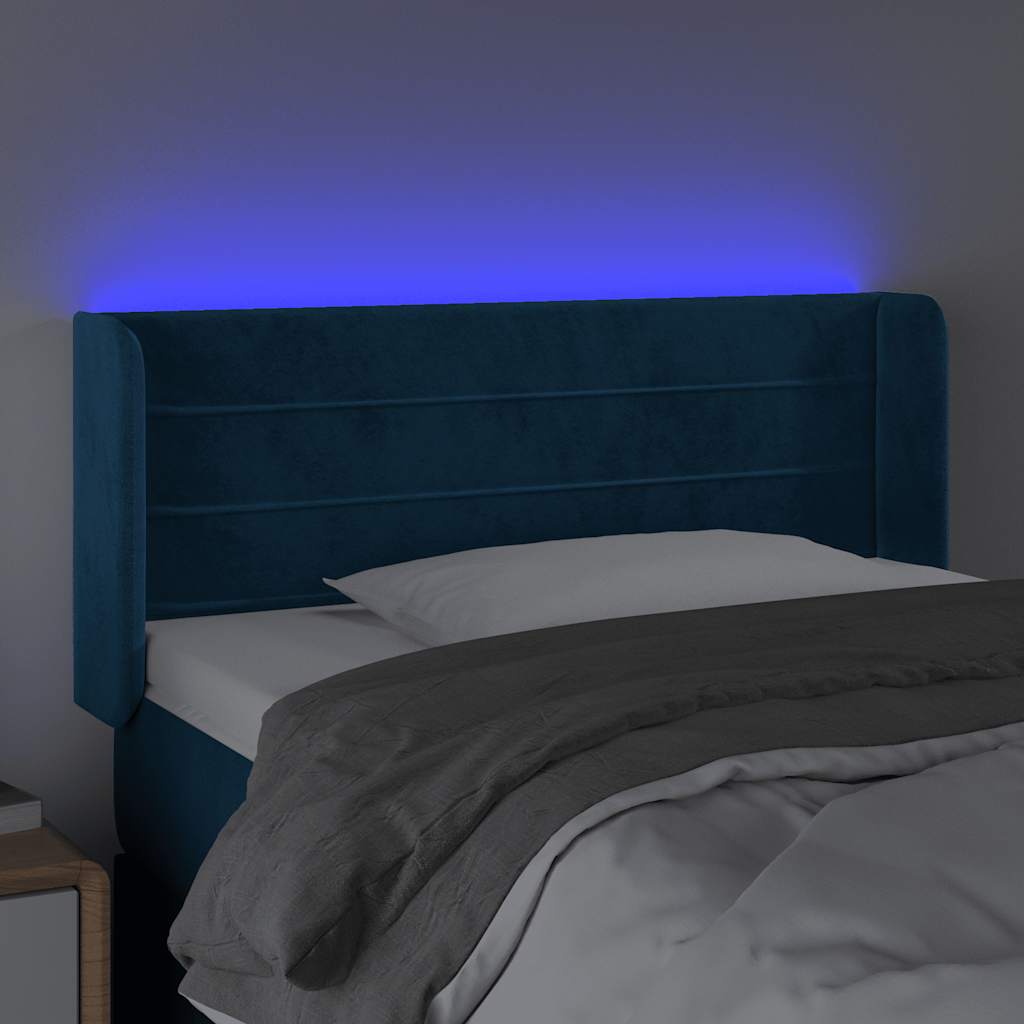 LED uzglavlje tamnoplavo 103x16x78/88 cm baršunasto
