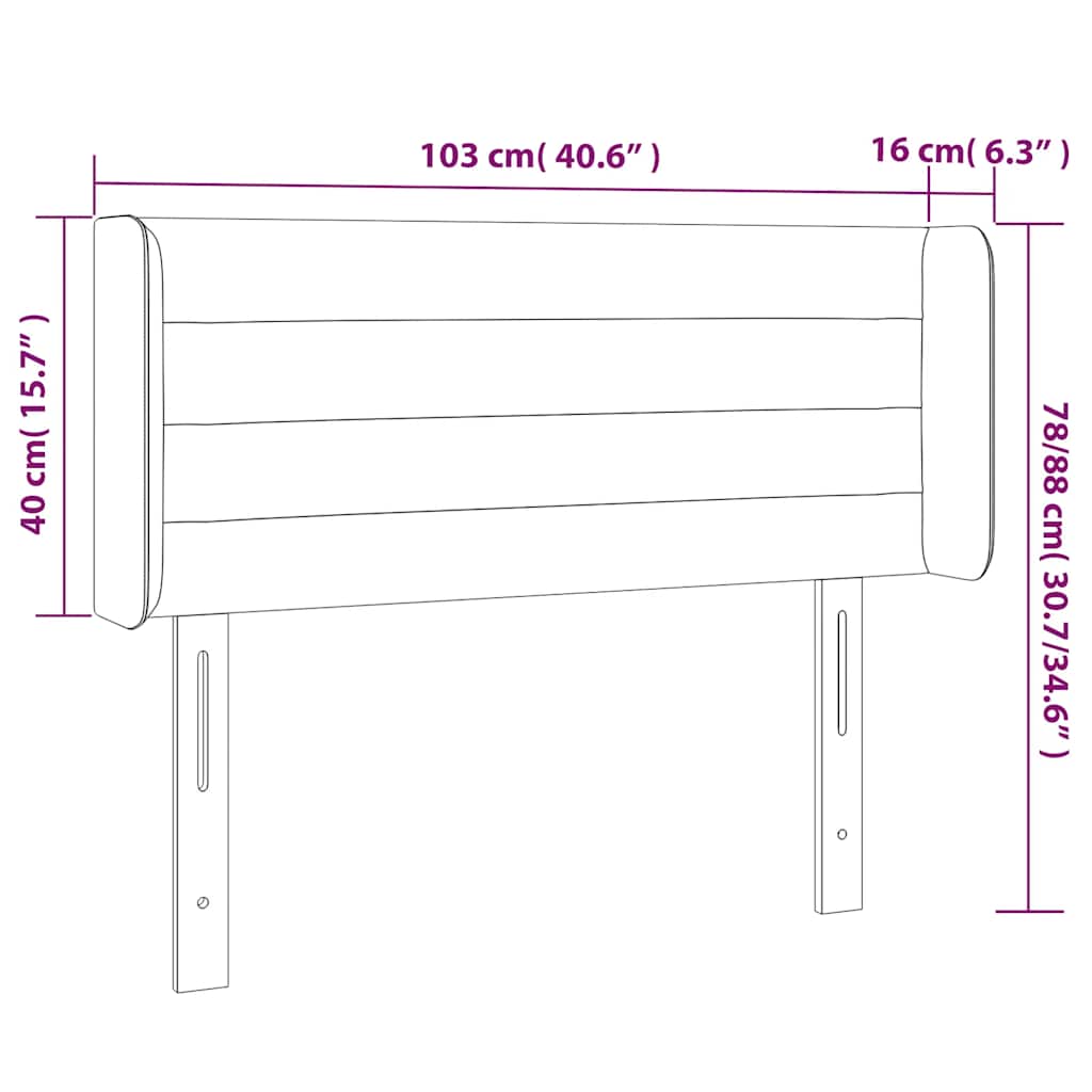 LED uzglavlje tamnoplavo 103x16x78/88 cm baršunasto