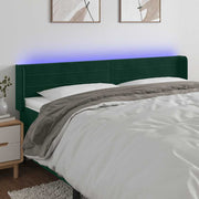LED uzglavlje tamnozeleno 203x16x78/88 cm baršunasto