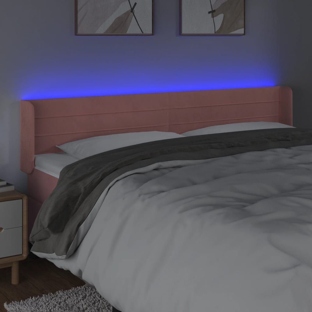 LED uzglavlje ružičasto 203x16x78/88 cm baršunasto