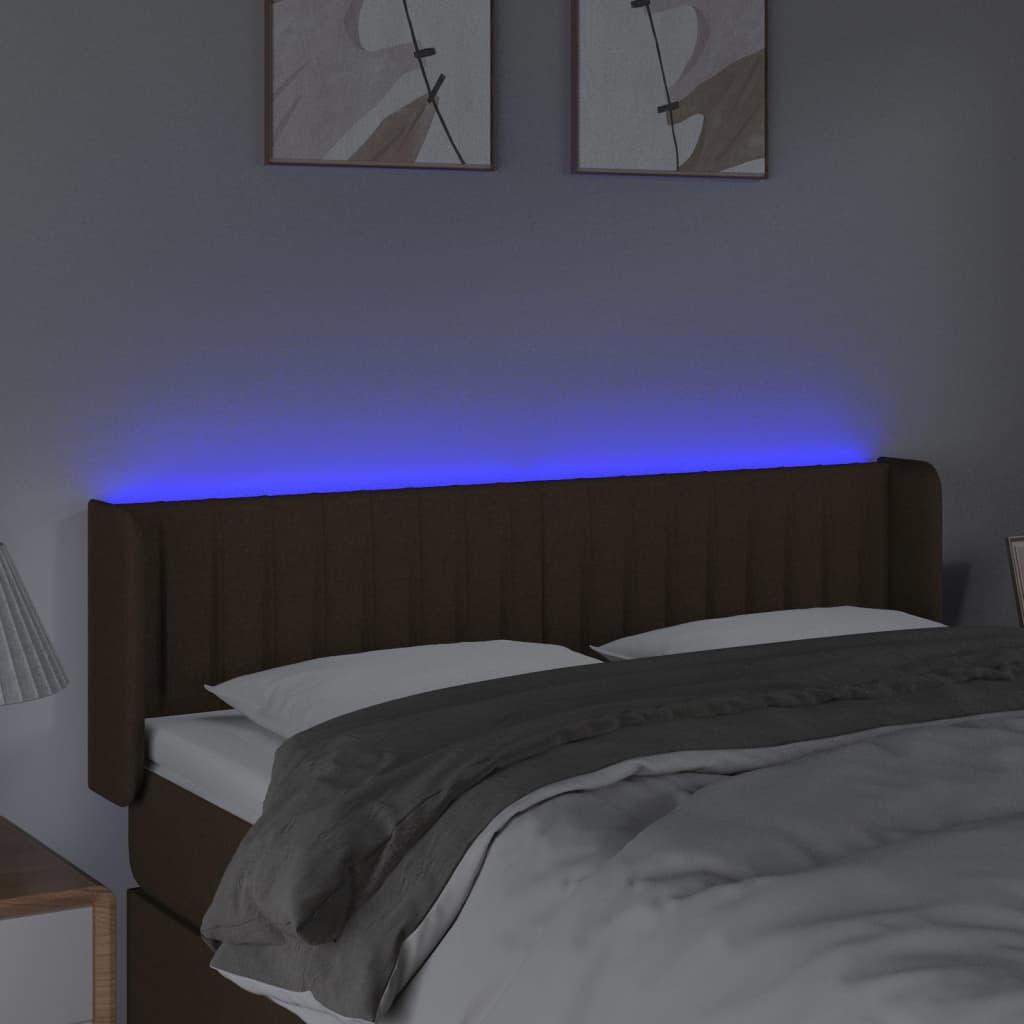 LED uzglavlje tamnosmeđe 147x16x78/88 cm od tkanine