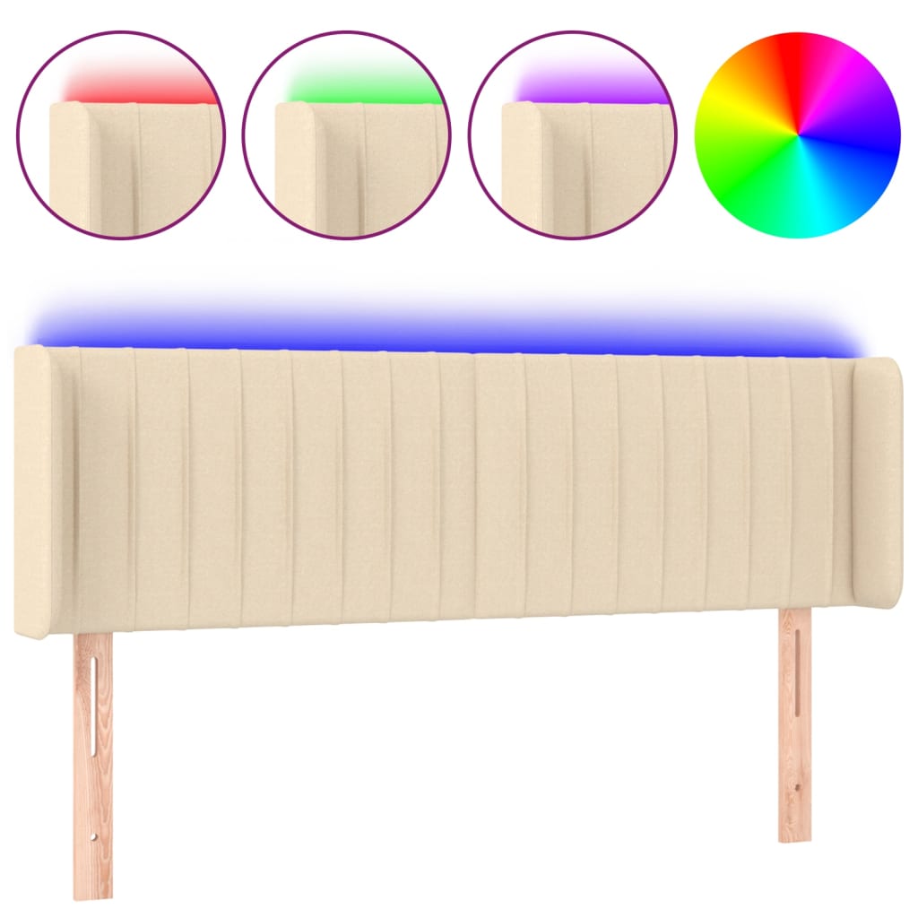 LED uzglavlje krem 147x16x78/88 cm od tkanine