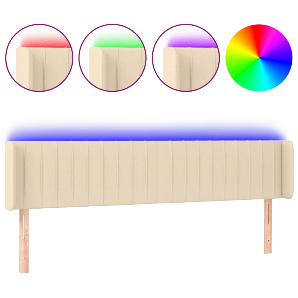 LED uzglavlje krem 163x16x78/88 cm od tkanine