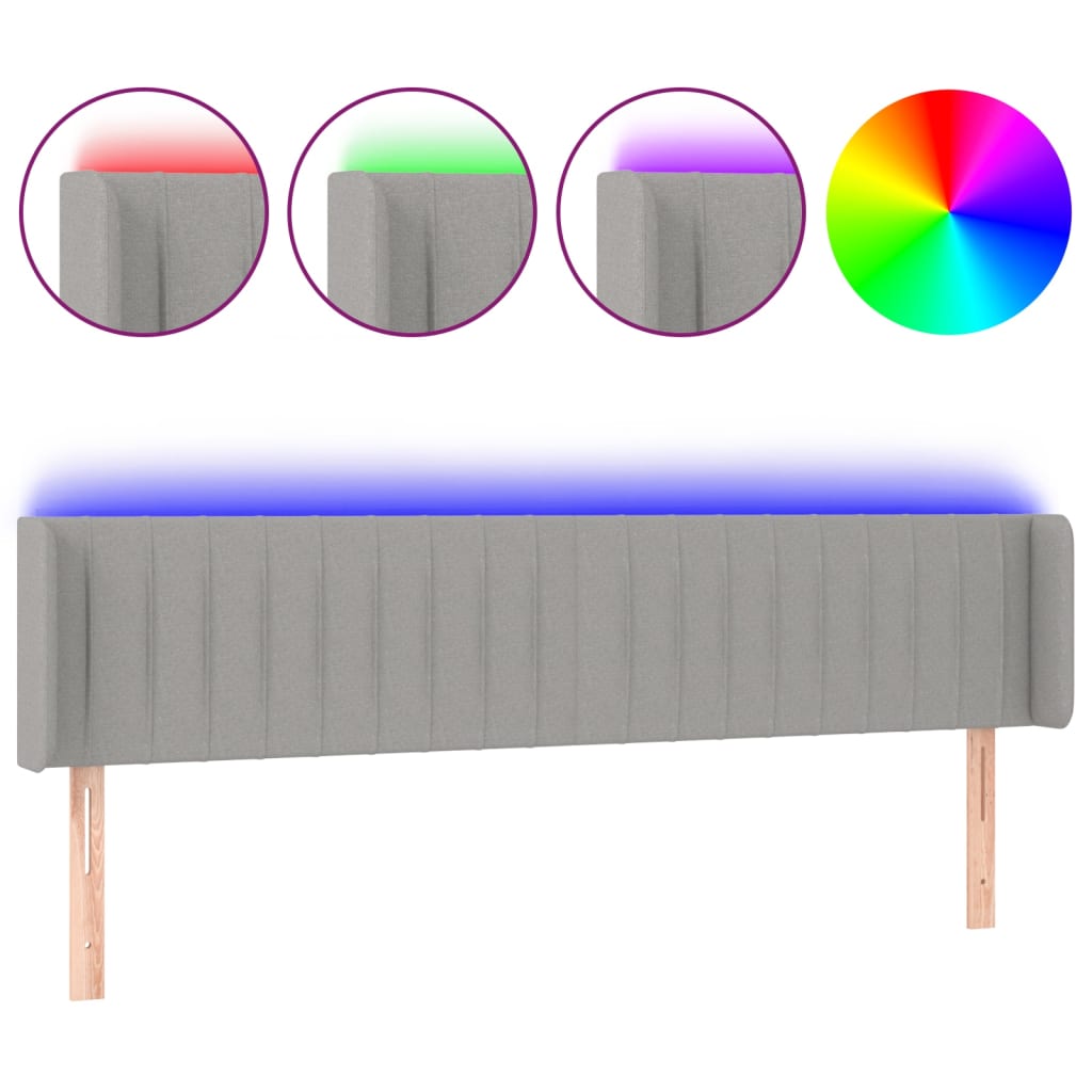 LED uzglavlje svjetlosivo 203x16x78/88 cm od tkanine