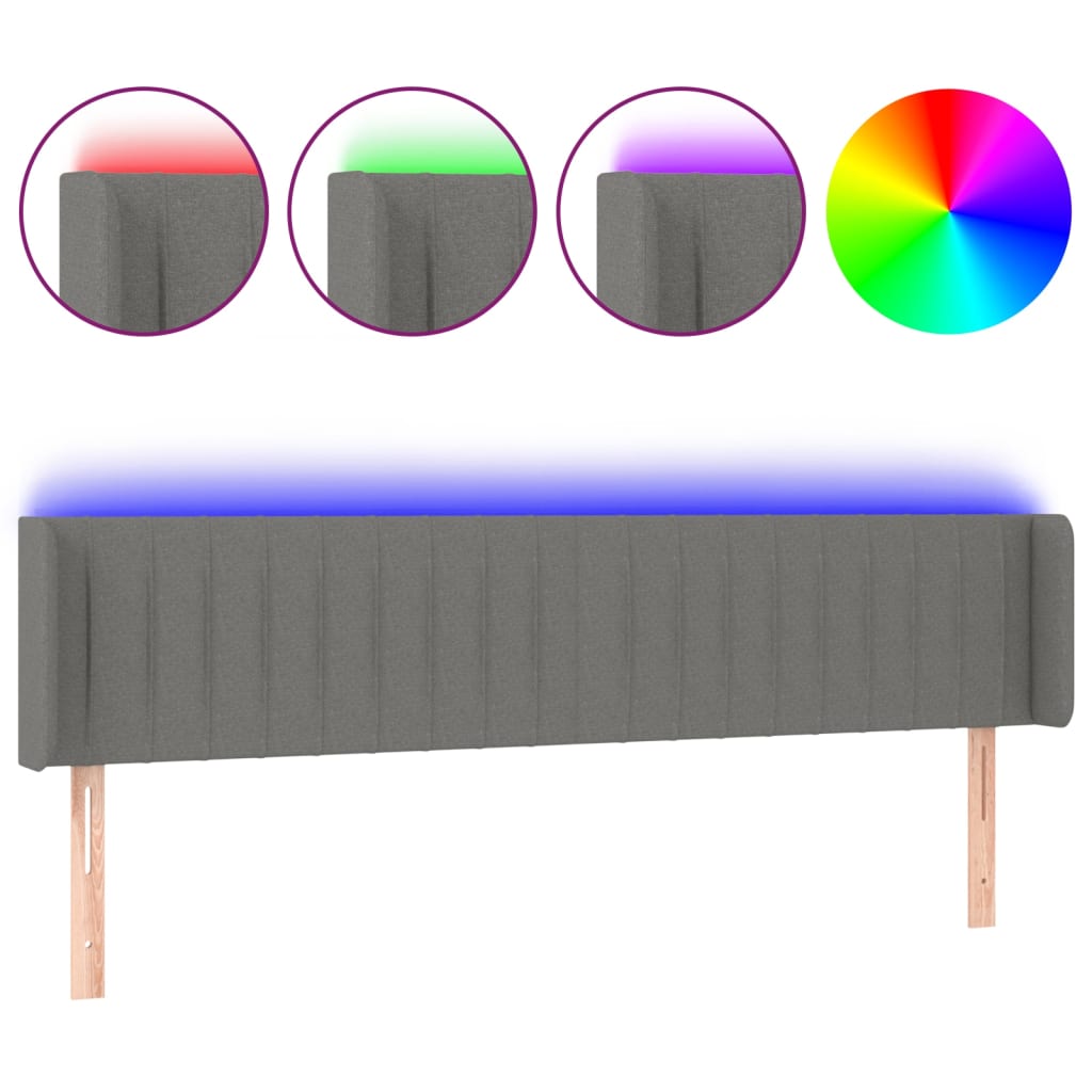 LED uzglavlje tamnosivo 203x16x78/88 cm od tkanine