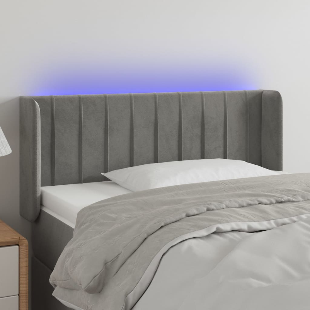 LED uzglavlje svjetlosivo 83x16x78/88 cm baršunasto